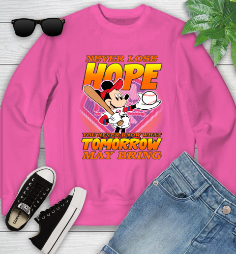 Philadelphia Phillies MLB Baseball Mickey Disney Never Lose Hope Youth Sweatshirt 6