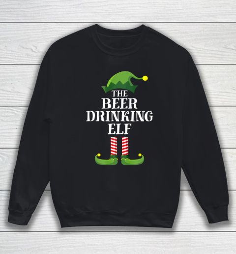 Beer Drinking Elf Matching Family Group Christmas Party PJ Sweatshirt