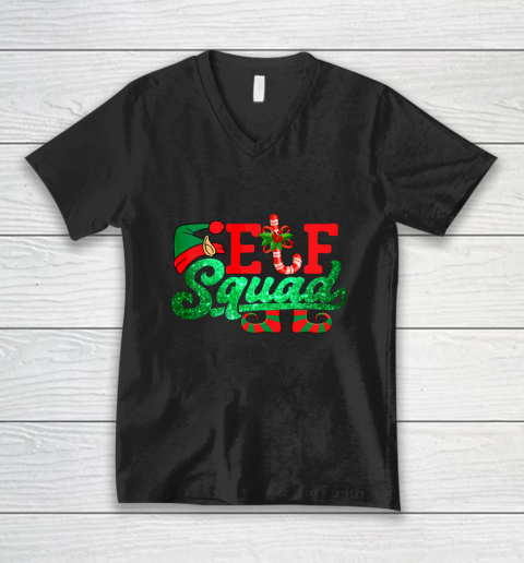 Funny Gift Family Matching Christmas Holiday Group Elf Squad V-Neck T-Shirt