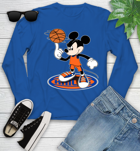 NBA Basketball New York Knicks Cheerful Mickey Disney Shirt Youth Long Sleeve 10