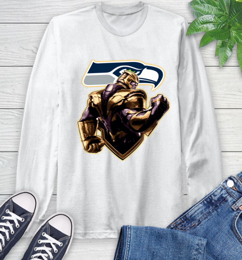 NFL Thanos Avengers Endgame Football Sports Seattle Seahawks Long Sleeve T-Shirt