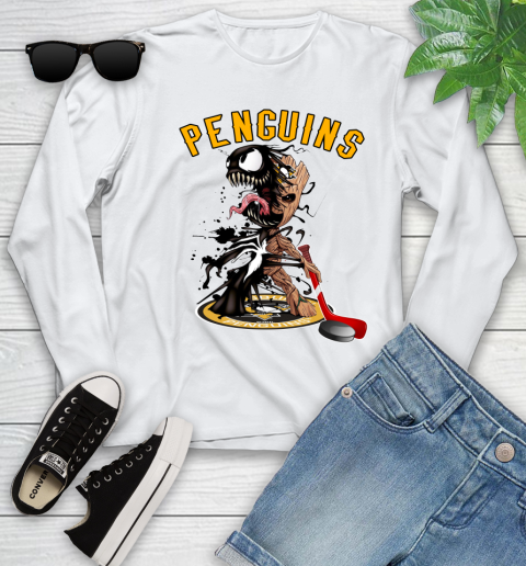 NHL Pittsburgh Penguins Hockey Venom Groot Guardians Of The Galaxy Youth Long Sleeve