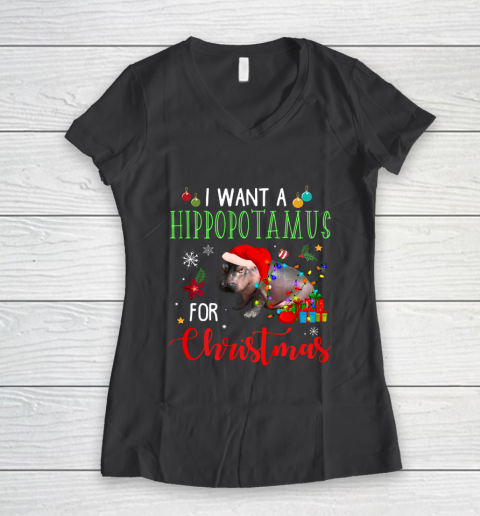 I Want A Hippopotamus For Christmas Hippo Fiona Women's V-Neck T-Shirt 6