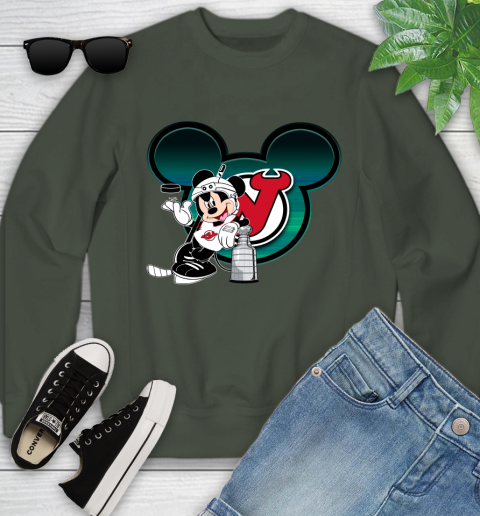 NHL New Jersey Devils Stanley Cup Mickey Mouse Disney Hockey T Shirt Youth Sweatshirt 10