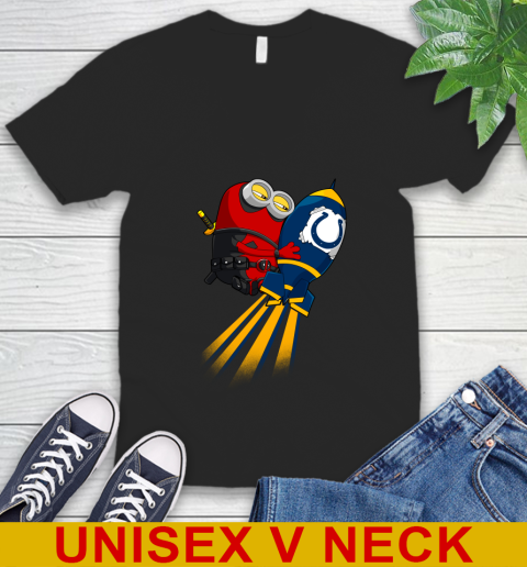 NFL Football Indianapolis Colts Deadpool Minion Marvel Shirt V-Neck T-Shirt