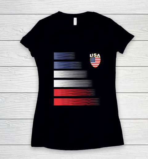 USA Football Tee American Soccer Jersey Women's V-Neck T-Shirt