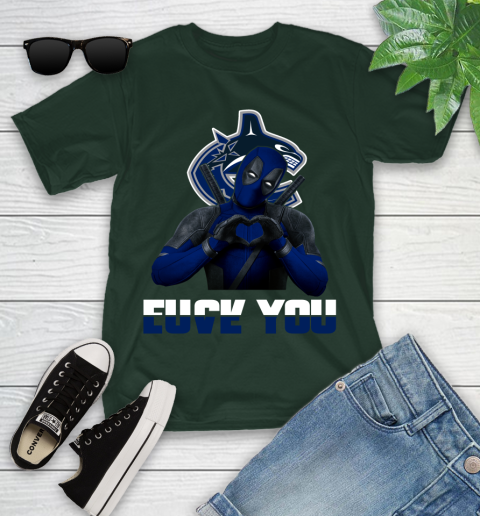 NHL Vancouver Canucks Deadpool Love You Fuck You Hockey Sports Youth T-Shirt 5
