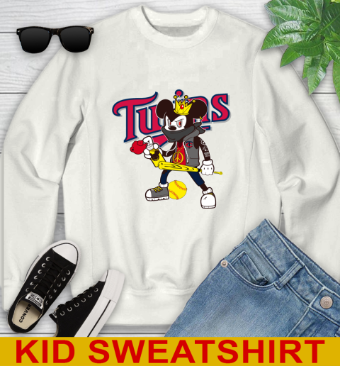 Minnesota Twins MLB Baseball Mickey Peace Sign Sports Youth Sweatshirt
