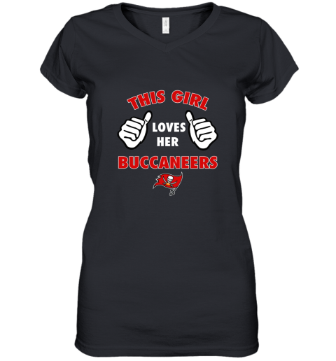 This Girl Loves Her Tampa Bay Buccaneers Women's V-Neck T-Shirt