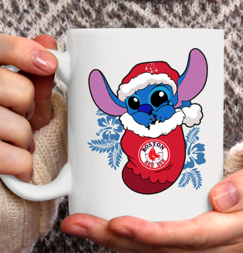 Boston Red Sox Christmas Stitch In The Sock Funny Disney MLB Ceramic Mug 11oz 4