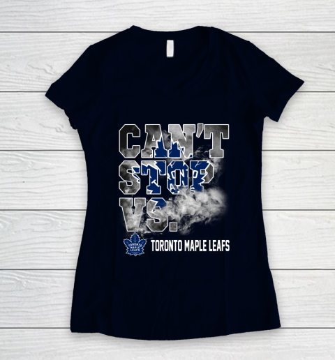 NHL Toronto Maple Leafs Hockey Can't Stop Vs Women's V-Neck T-Shirt 2