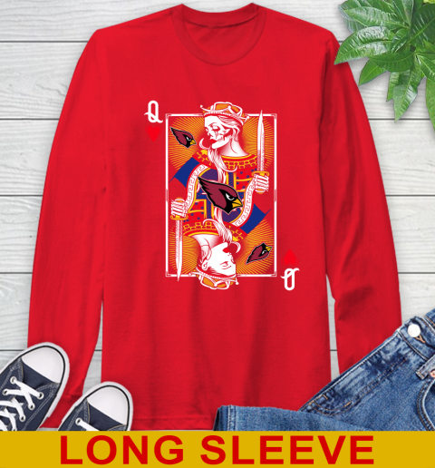 NFL Football Arizona Cardinals The Queen Of Hearts Card Shirt Long Sleeve T-Shirt 12