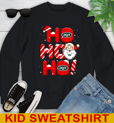 New York Jets NFL Football Ho Ho Ho Santa Claus Merry Christmas Shirt Youth Sweatshirt