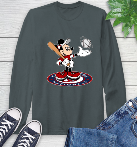 MLB Baseball Washington Nationals Cheerful Mickey Disney Shirt Long Sleeve T-Shirt 7
