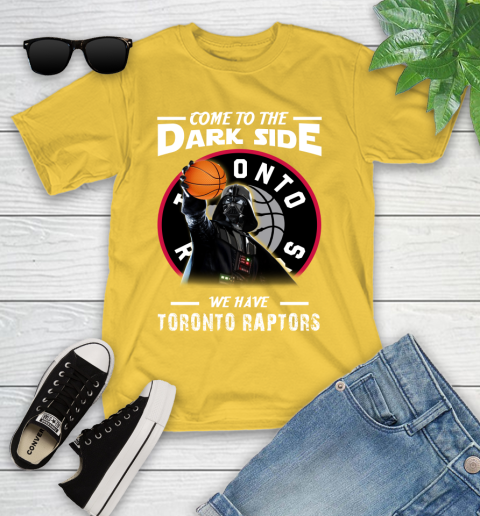 NBA Come To The Dark Side We Have Toronto Raptors Star Wars Darth Vader Basketball Youth T-Shirt 10