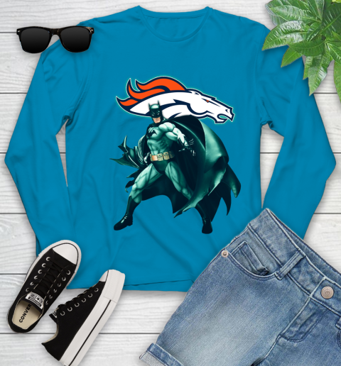 NFL Batman Football Sports Denver Broncos Youth Long Sleeve 7
