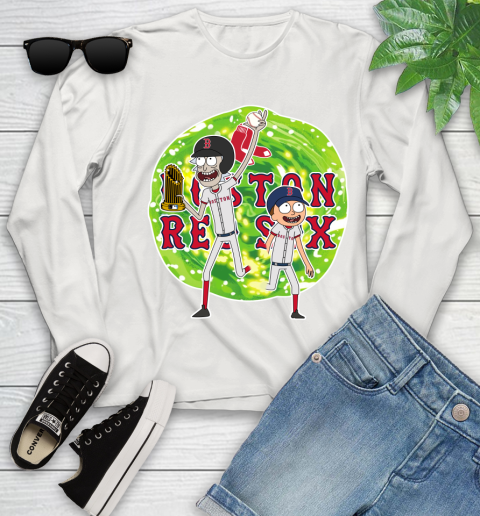 MLB Boston Red Sox Rick And Morty Commissioner's Trophy Baseball Sports Youth Long Sleeve 12