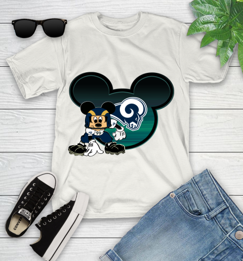 NFL Los Angeles Rams Mickey Mouse Disney Football T Shirt Youth T-Shirt 13