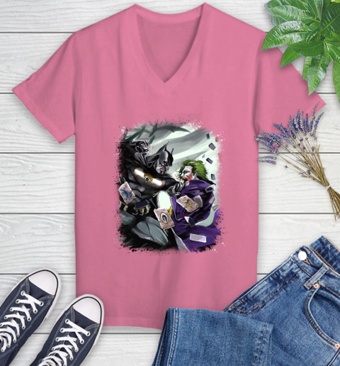Jacksonville Jaguars NFL Football Batman Fighting Joker DC Comics Women's V-Neck T-Shirt 13