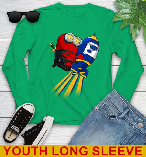 NHL Hockey St.Louis Blues Deadpool Minion Marvel Shirt Youth Long Sleeve 7
