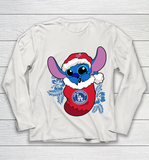 Los Angeles Dodgers Christmas Stitch In The Sock Funny Disney MLB Youth Long Sleeve 11