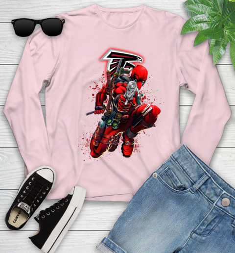 NFL Deadpool Marvel Comics Sports Football Atlanta Falcons Youth Long Sleeve 10
