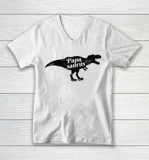 Father's Day Funny Gift Ideas Apparel  Papa Saurus Dad Father V-Neck T-Shirt