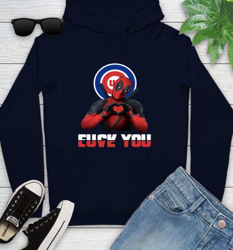 MLB Chicago Cubs Deadpool Love You Fuck You Baseball Sports Youth Hoodie 3