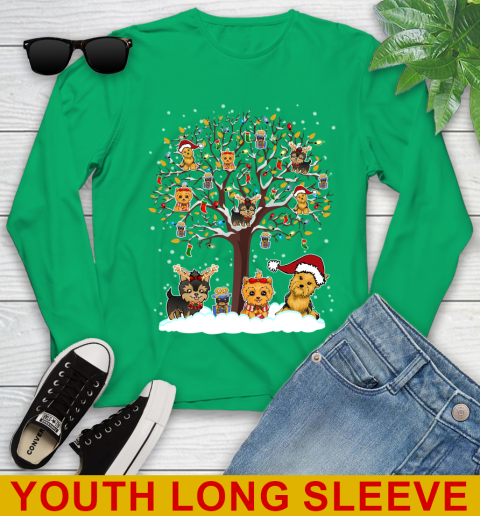Yorkie dog pet lover light christmas tree shirt 123