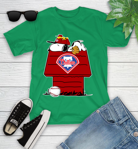 MLB Philadelphia Phillies Snoopy Woodstock The Peanuts Movie Baseball T Shirt_000 Youth T-Shirt 6