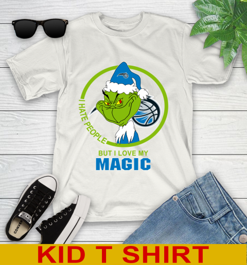 Orlando Magic NBA Christmas Grinch I Hate People But I Love My Favorite Basketball Team Youth T-Shirt
