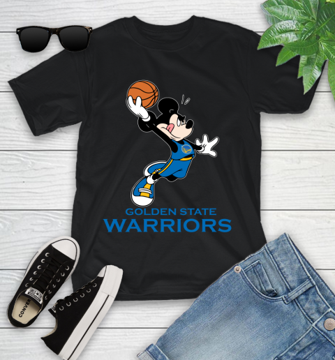 NBA Basketball Golden State Warriors Cheerful Mickey Mouse Shirt Youth T-Shirt