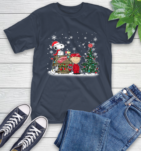 NHL Detroit Red Wings Snoopy Charlie Brown Woodstock Christmas Stanley Cup Hockey T-Shirt 3