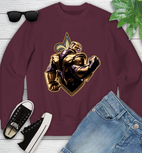 NFL Thanos Avengers Endgame Football Sports New Orleans Saints Youth Sweatshirt 5
