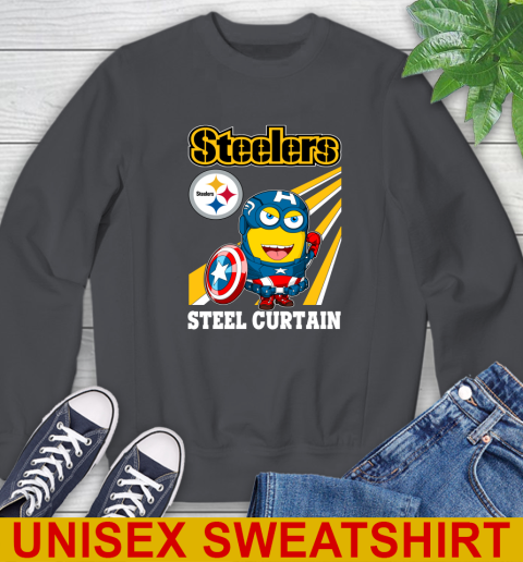 NFL Football Pittsburgh Steelers Captain America Marvel Avengers Minion Shirt Sweatshirt 7