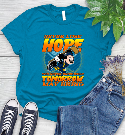 Buffalo Sabres NHL Hockey ootball Mickey Disney Never Lose Hope Women's T-Shirt 10