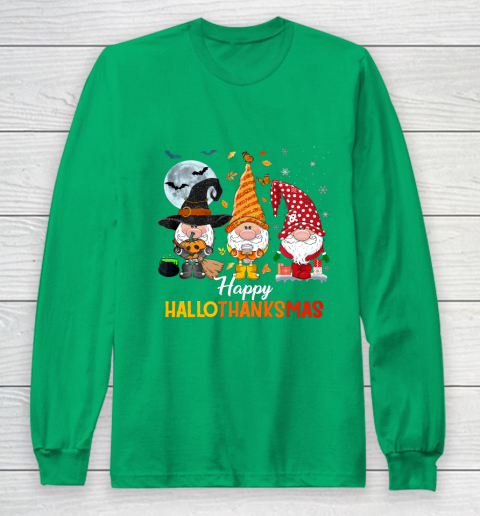 Gnomes Halloween And Merry Christmas Happy Hallothanksmas Long Sleeve T-Shirt 4