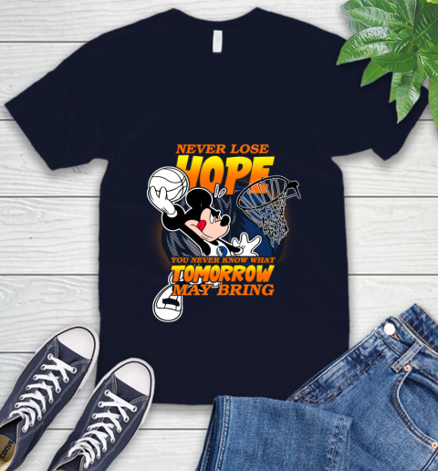 Dallas Mavericks NBA Basketball Mickey Disney Never Lose Hope V-Neck T-Shirt 2