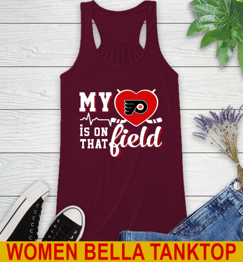 NHL My Heart Is On That Field Hockey Sports Philadelphia Flyers Racerback Tank 3 NHL My Heart Is On That Field Hockey Sports Philadelphia Flyers Racerback Tank - Image 3