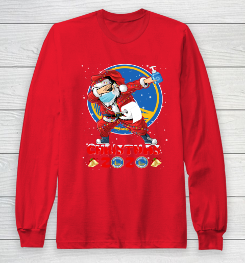 Golden State Warriors Funny Santa Claus Dabbing Christmas 2020 NBA Long Sleeve T-Shirt 7
