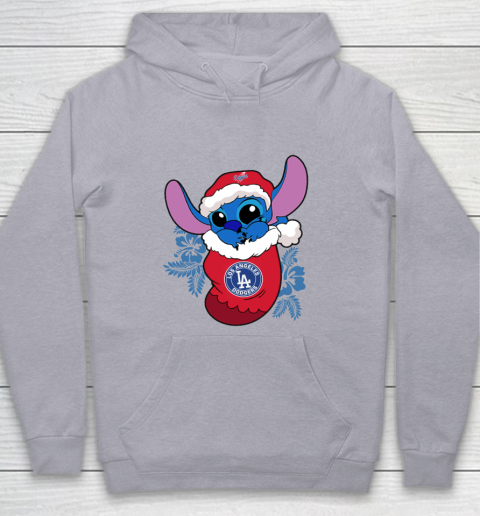 Los Angeles Dodgers Christmas Stitch In The Sock Funny Disney MLB Youth Hoodie 5