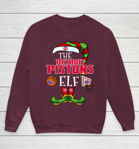 Detroit Pistons Christmas ELF Funny NBA Youth Sweatshirt 4
