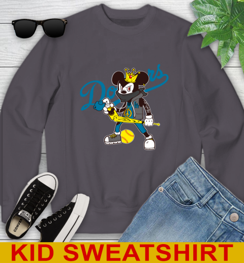 Los Angeles Dodgers MLB Baseball Mickey Peace Sign Sports Youth Sweatshirt 6