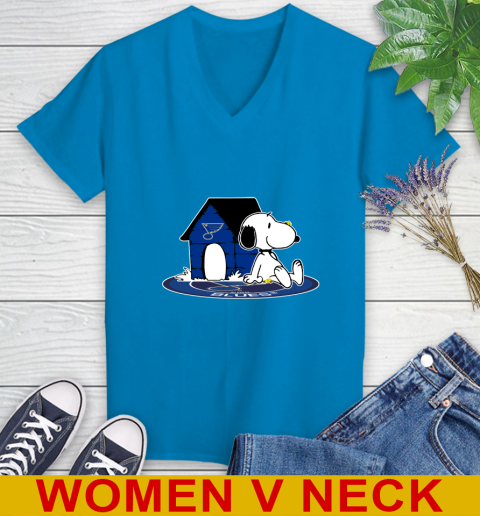 NHL Hockey St.Louis Blues Snoopy The Peanuts Movie Shirt Women's V-Neck T-Shirt 8