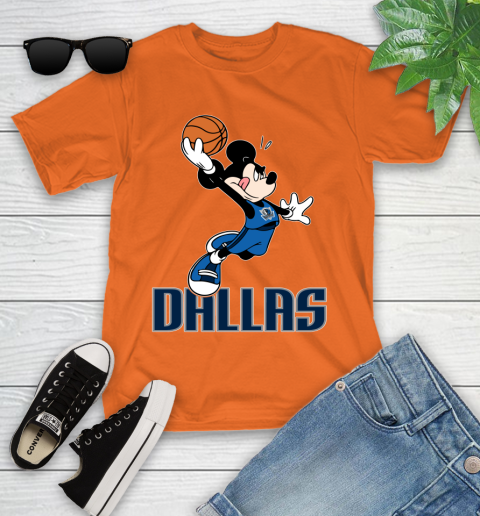 NBA Basketball Dallas Mavericks Cheerful Mickey Mouse Shirt Youth T-Shirt 7