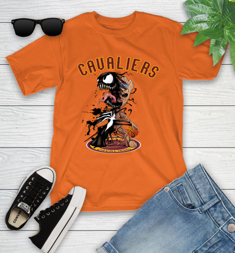 NBA Cleveland Cavaliers Basketball Venom Groot Guardians Of The Galaxy Youth T-Shirt - Image 8