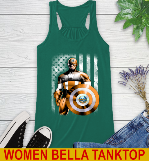 New York Islanders NHL Hockey Captain America Marvel Avengers American Flag Shirt Racerback Tank 5
