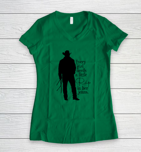 Every Girl Needs A Little Rip In Her Jeans T Shirt Women's V-Neck T-Shirt 3