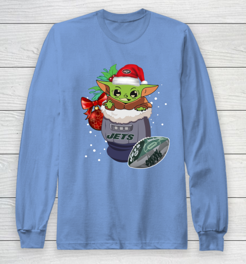 New York Jets Christmas Baby Yoda Star Wars Funny Happy NFL Long Sleeve T-Shirt 11