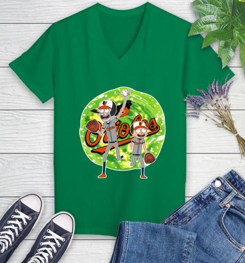 MLB Baltimore Orioles Rick And Morty Baseball Sports Women's V-Neck T-Shirt 5